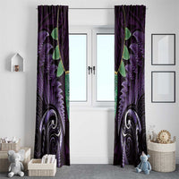 Aotearoa Pounamu Niho Window Curtain Silver Fern Mix Maori Pattern - Purple LT14 - Polynesian Pride