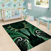 Aotearoa Pounamu Niho Area Rug Silver Fern Mix Maori Pattern - Green LT14 - Polynesian Pride