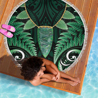 Aotearoa Pounamu Niho Beach Blanket Silver Fern Mix Maori Pattern - Green LT14 - Polynesian Pride