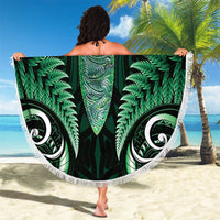 Aotearoa Pounamu Niho Beach Blanket Silver Fern Mix Maori Pattern - Green LT14 - Polynesian Pride