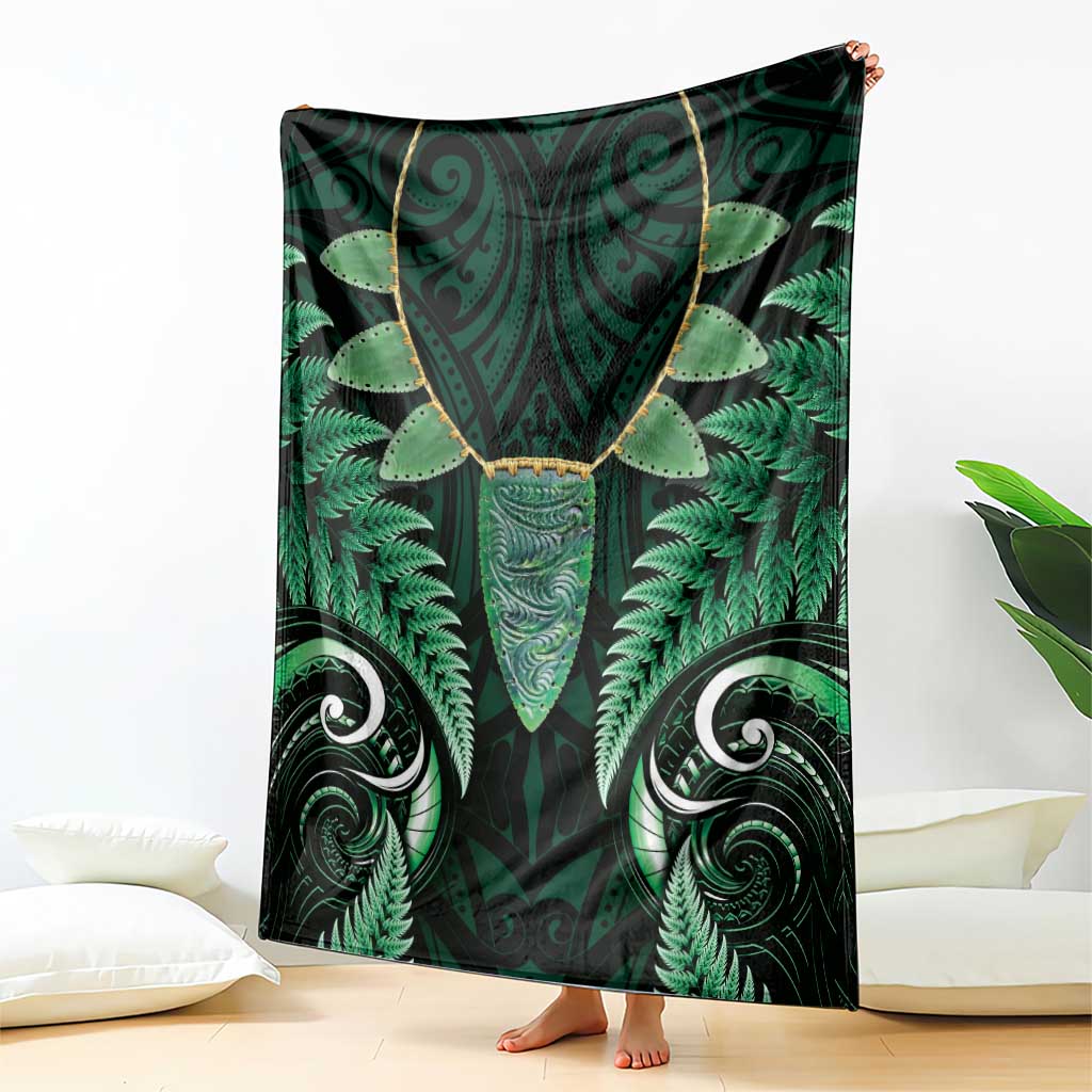 Aotearoa Pounamu Niho Blanket Silver Fern Mix Maori Pattern - Green LT14 - Polynesian Pride