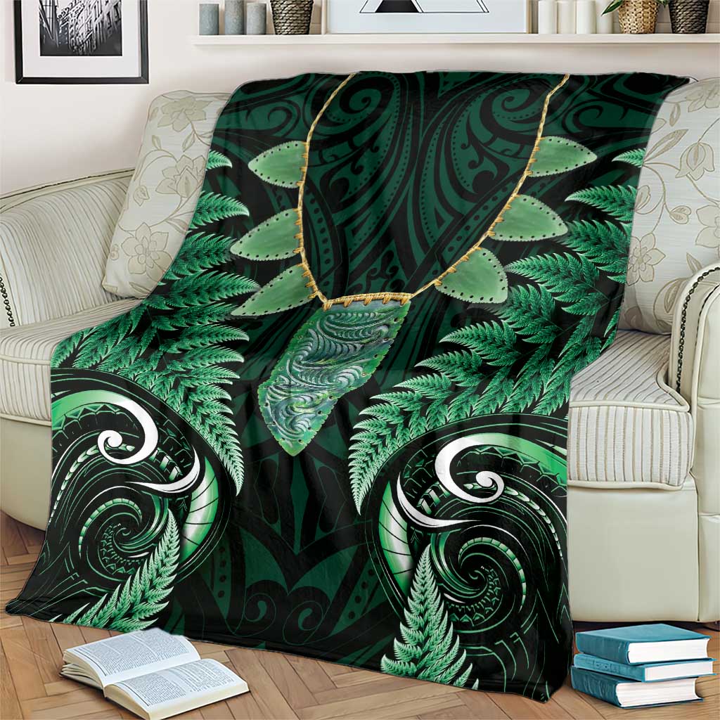 Aotearoa Pounamu Niho Blanket Silver Fern Mix Maori Pattern - Green LT14 - Polynesian Pride