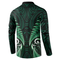 Aotearoa Pounamu Niho Button Sweatshirt Silver Fern Mix Maori Pattern - Green LT14 - Polynesian Pride