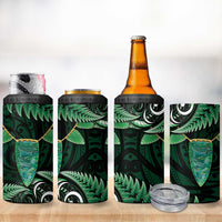 Aotearoa Pounamu Niho 4 in 1 Can Cooler Tumbler Silver Fern Mix Maori Pattern - Green LT14 - Polynesian Pride