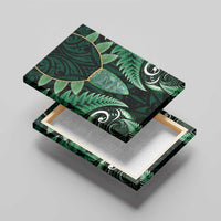 Aotearoa Pounamu Niho Canvas Wall Art Silver Fern Mix Maori Pattern - Green LT14 - Polynesian Pride