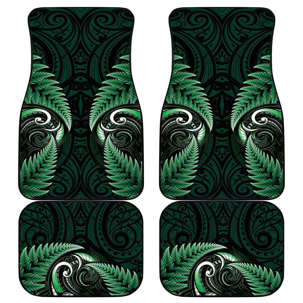 Aotearoa Pounamu Niho Car Mats Silver Fern Mix Maori Pattern - Green LT14 - Polynesian Pride
