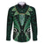 Aotearoa Pounamu Niho Family Matching Long Sleeve Bodycon Dress and Hawaiian Shirt Silver Fern Mix Maori Pattern - Green