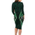 Aotearoa Pounamu Niho Family Matching Long Sleeve Bodycon Dress and Hawaiian Shirt Silver Fern Mix Maori Pattern - Green