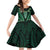 Aotearoa Pounamu Niho Family Matching Off Shoulder Short Dress and Hawaiian Shirt Silver Fern Mix Maori Pattern - Green