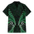 Aotearoa Pounamu Niho Family Matching Off Shoulder Short Dress and Hawaiian Shirt Silver Fern Mix Maori Pattern - Green