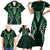 Aotearoa Pounamu Niho Family Matching Short Sleeve Bodycon Dress and Hawaiian Shirt Silver Fern Mix Maori Pattern - Green