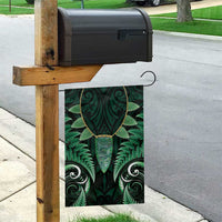 Aotearoa Pounamu Niho Garden Flag Silver Fern Mix Maori Pattern - Green LT14 - Polynesian Pride