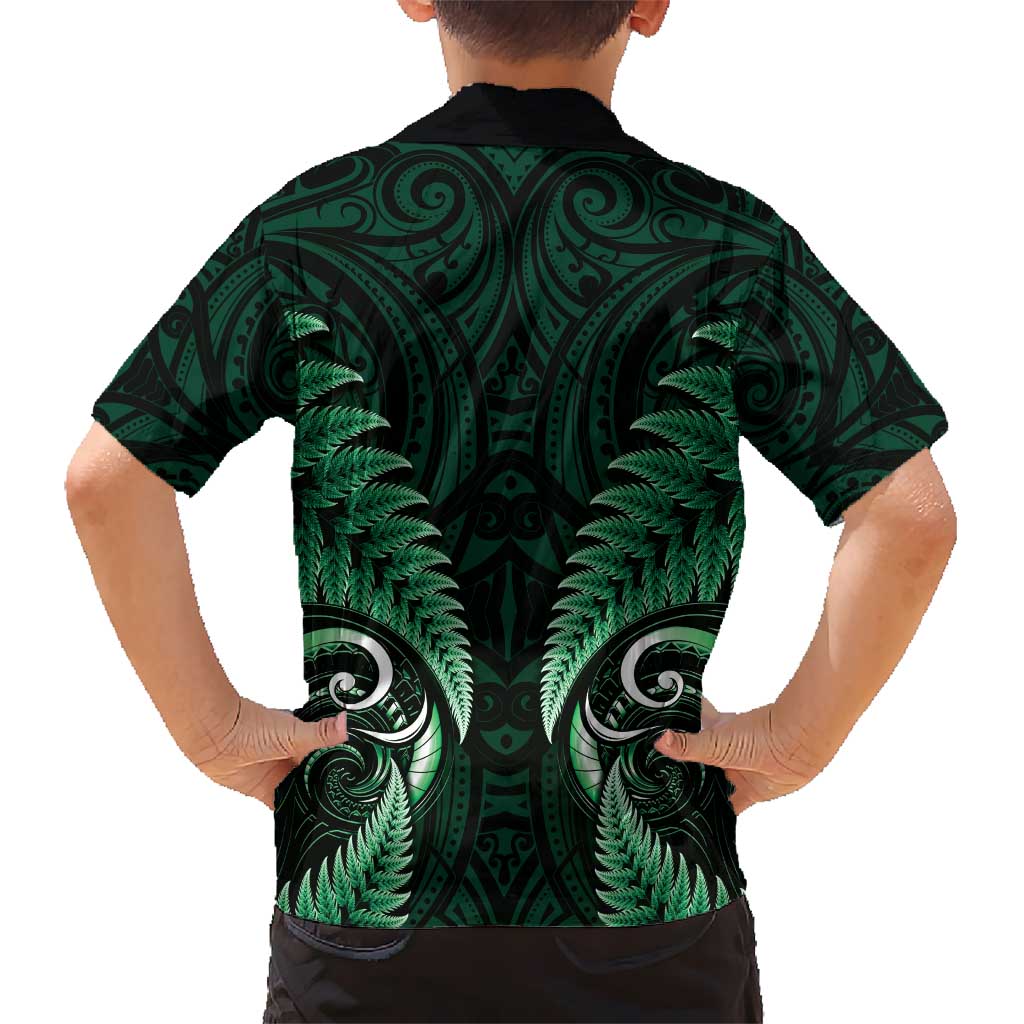 Aotearoa Pounamu Niho Hawaiian Shirt Silver Fern Mix Maori Pattern - Green LT14 - Polynesian Pride