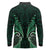Aotearoa Pounamu Niho Long Sleeve Polo Shirt Silver Fern Mix Maori Pattern - Green
