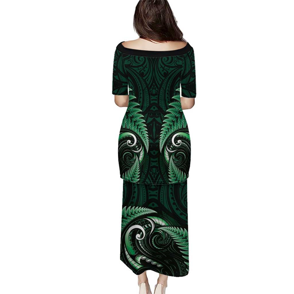 Aotearoa Pounamu Niho Puletasi Silver Fern Mix Maori Pattern - Green LT14 - Polynesian Pride