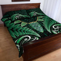 Aotearoa Pounamu Niho Quilt Bed Set Silver Fern Mix Maori Pattern - Green LT14 - Polynesian Pride