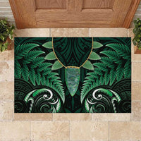Aotearoa Pounamu Niho Rubber Doormat Silver Fern Mix Maori Pattern - Green LT14 Green - Polynesian Pride