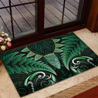 Aotearoa Pounamu Niho Rubber Doormat Silver Fern Mix Maori Pattern - Green LT14 - Polynesian Pride