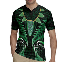 Aotearoa Pounamu Niho Rugby Jersey Silver Fern Mix Maori Pattern - Green LT14 - Polynesian Pride