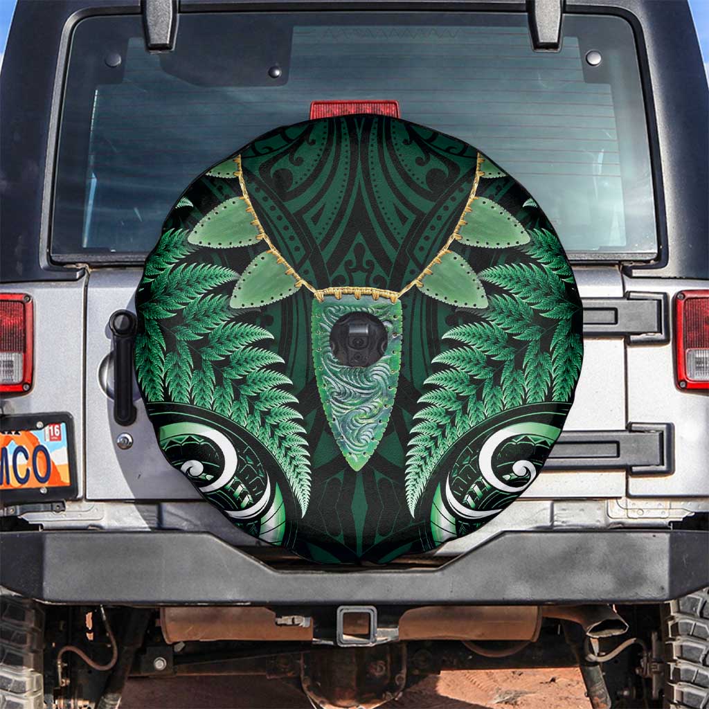Aotearoa Pounamu Niho Spare Tire Cover Silver Fern Mix Maori Pattern - Green LT14 Green - Polynesian Pride
