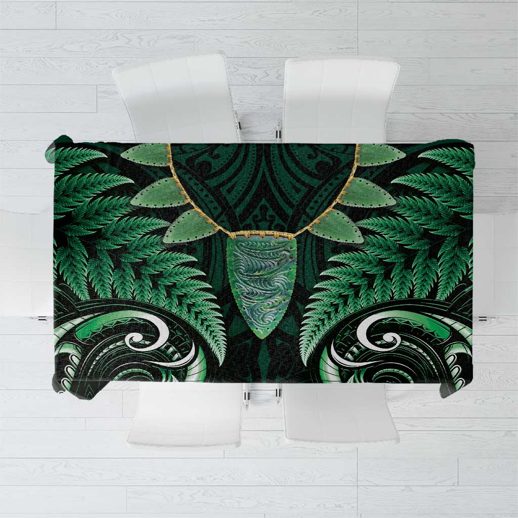 Aotearoa Pounamu Niho Tablecloth Silver Fern Mix Maori Pattern - Green LT14 Green - Polynesian Pride