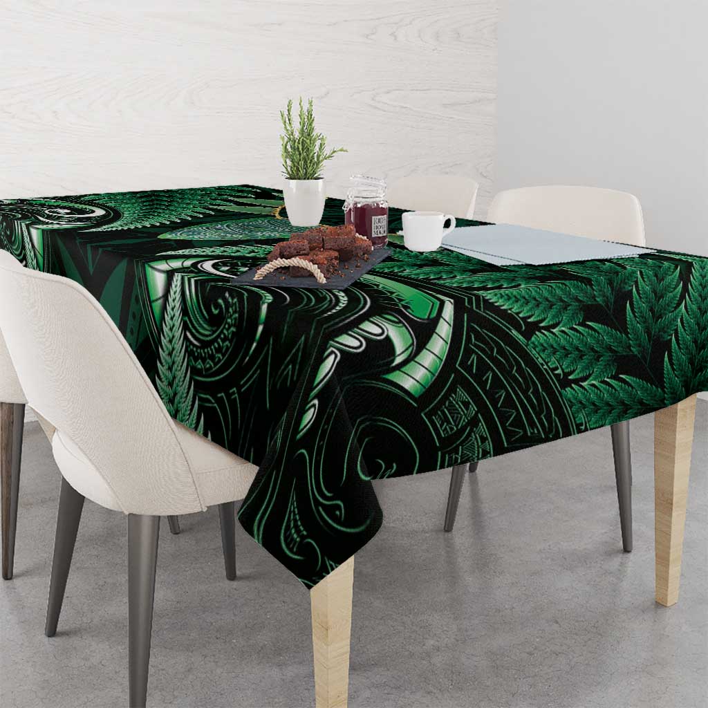 Aotearoa Pounamu Niho Tablecloth Silver Fern Mix Maori Pattern - Green LT14 - Polynesian Pride