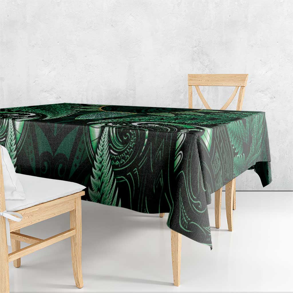 Aotearoa Pounamu Niho Tablecloth Silver Fern Mix Maori Pattern - Green LT14 - Polynesian Pride