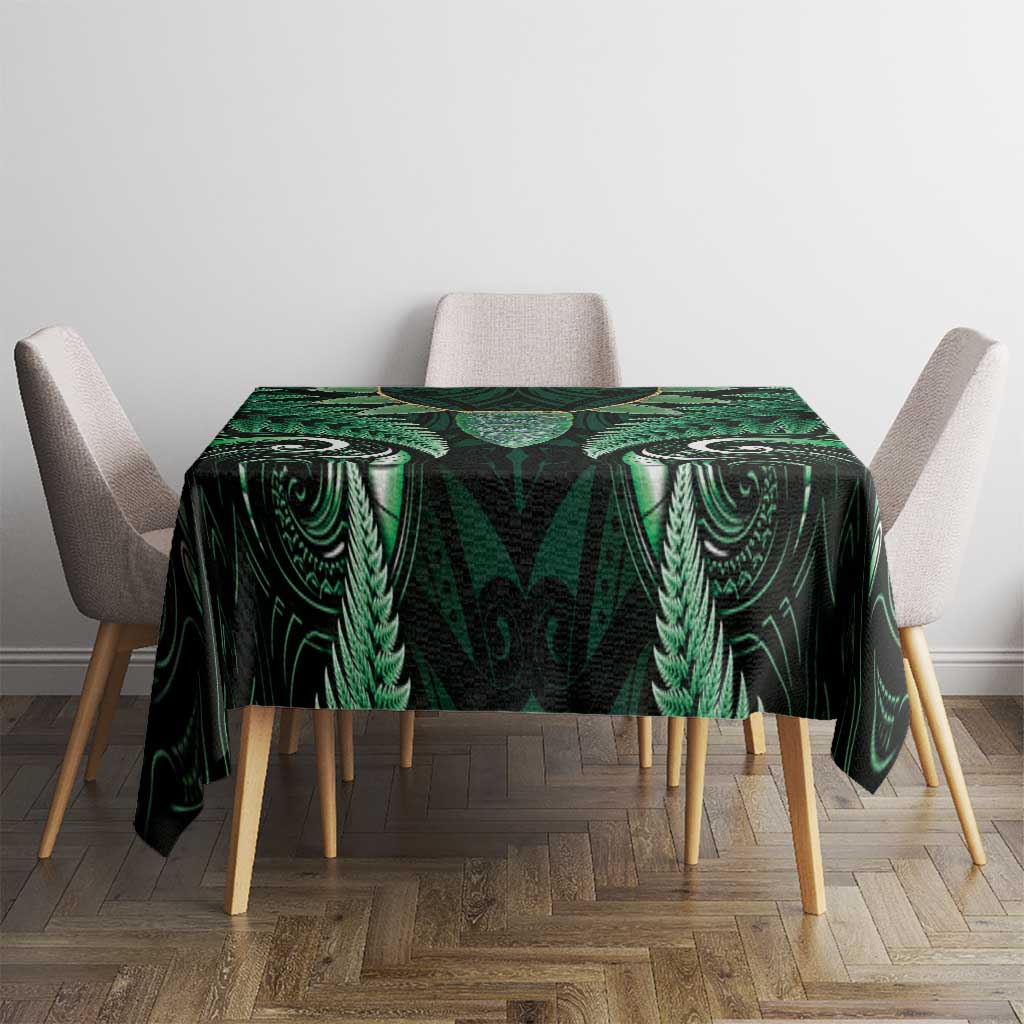 Aotearoa Pounamu Niho Tablecloth Silver Fern Mix Maori Pattern - Green LT14 - Polynesian Pride