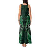 Aotearoa Pounamu Niho Tank Maxi Dress Silver Fern Mix Maori Pattern - Green LT14 - Polynesian Pride