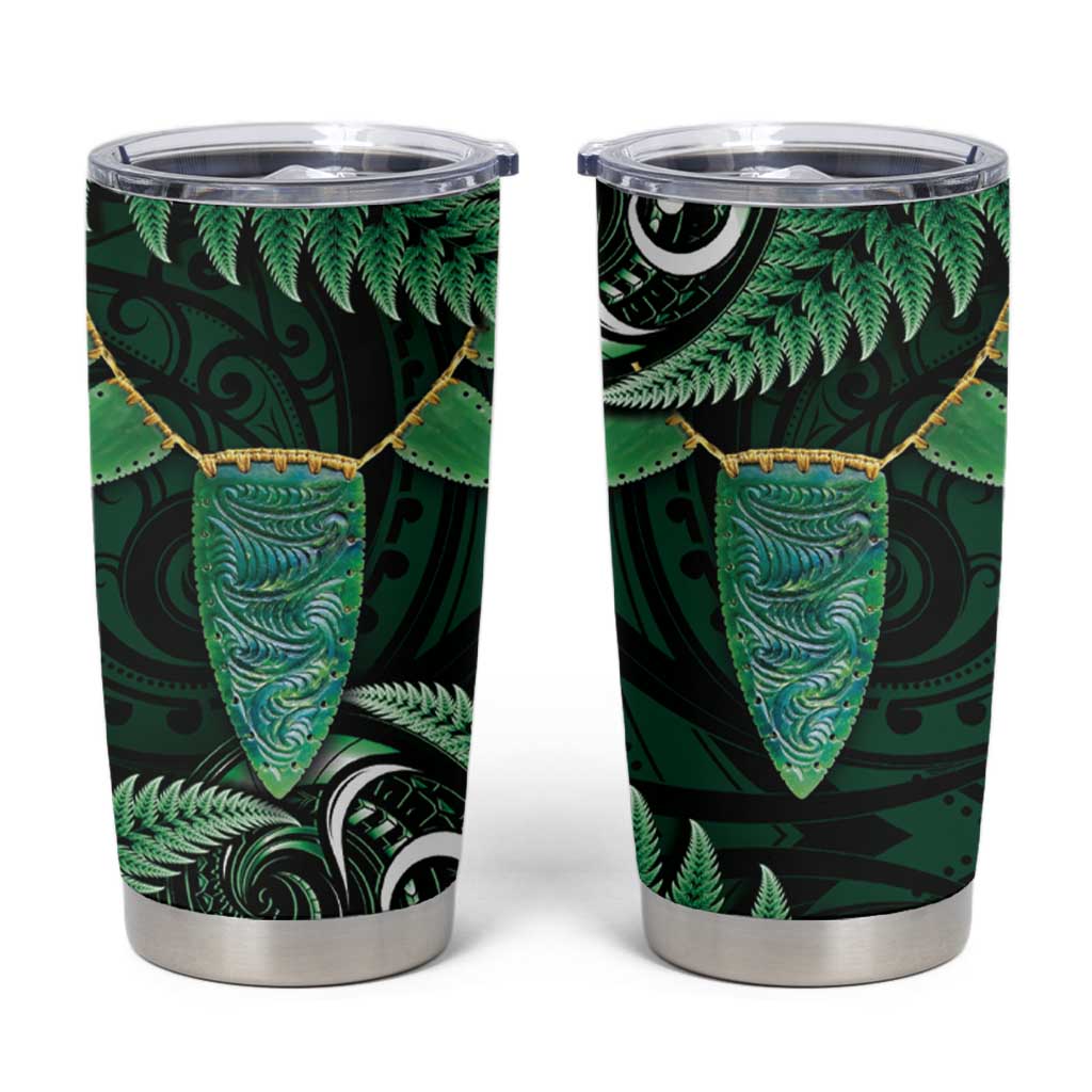 Aotearoa Pounamu Niho Tumbler Cup Silver Fern Mix Maori Pattern - Green LT14 Green - Polynesian Pride
