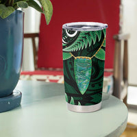 Aotearoa Pounamu Niho Tumbler Cup Silver Fern Mix Maori Pattern - Green LT14 - Polynesian Pride