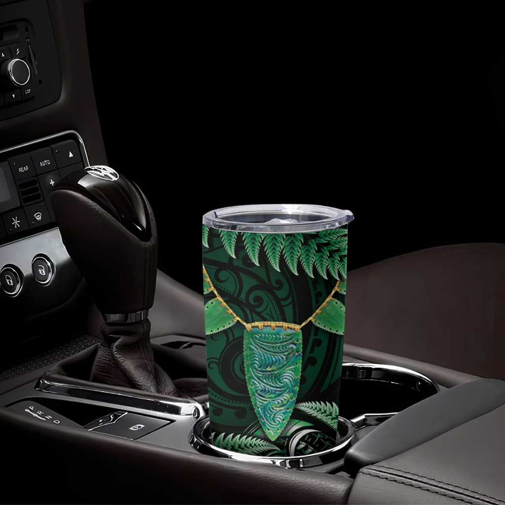Aotearoa Pounamu Niho Tumbler Cup Silver Fern Mix Maori Pattern - Green LT14 - Polynesian Pride