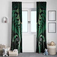 Aotearoa Pounamu Niho Window Curtain Silver Fern Mix Maori Pattern - Green LT14 - Polynesian Pride