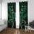 Aotearoa Pounamu Niho Window Curtain Silver Fern Mix Maori Pattern - Green