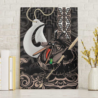 Aotearoa Hei Matau Canvas Wall Art Haka Kiwi Mix Maori Mangopare LT14 Without Frame Black - Polynesian Pride