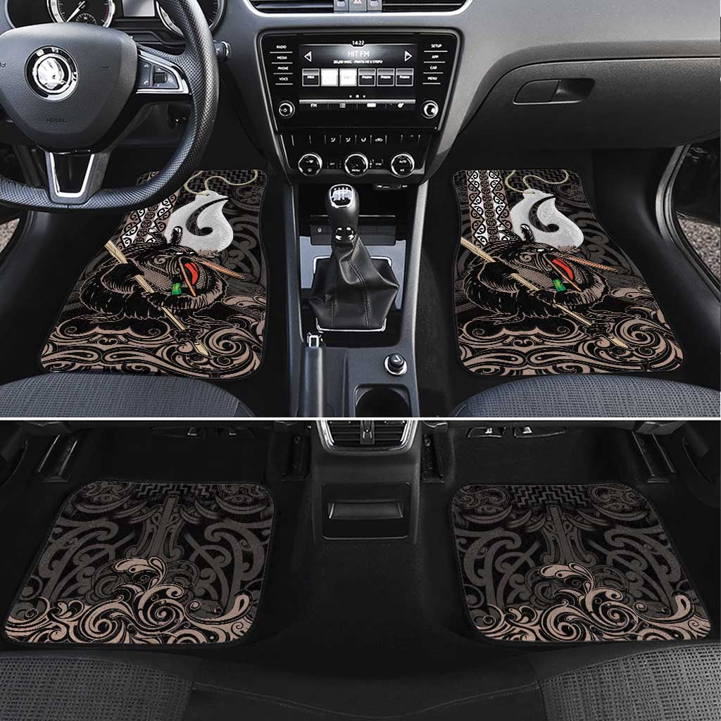 Aotearoa Hei Matau Car Mats Haka Kiwi Mix Maori Mangopare LT14 Set 4pcs Black - Polynesian Pride