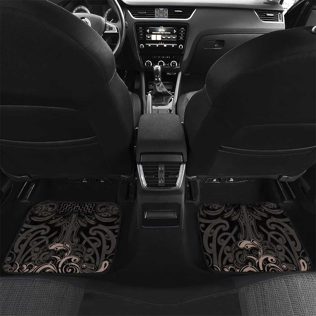 Aotearoa Hei Matau Car Mats Haka Kiwi Mix Maori Mangopare LT14 Set 2pcs - Back Black - Polynesian Pride