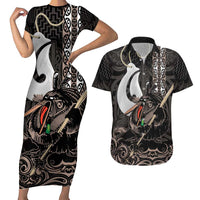 Aotearoa Hei Matau Couples Matching Short Sleeve Bodycon Dress and Hawaiian Shirt Haka Kiwi Mix Maori Mangopare