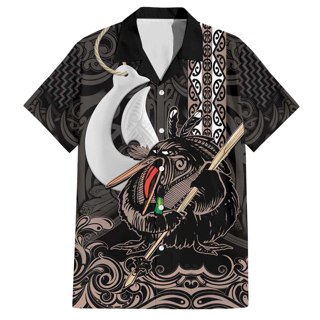 Aotearoa Hei Matau Hawaiian Shirt Haka Kiwi Mix Maori Mangopare LT14 Black - Polynesian Pride