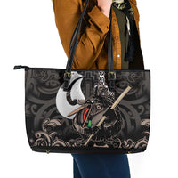 Aotearoa Hei Matau Leather Tote Bag Haka Kiwi Mix Maori Mangopare LT14 - Polynesian Pride