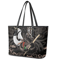 Aotearoa Hei Matau Leather Tote Bag Haka Kiwi Mix Maori Mangopare LT14 - Polynesian Pride