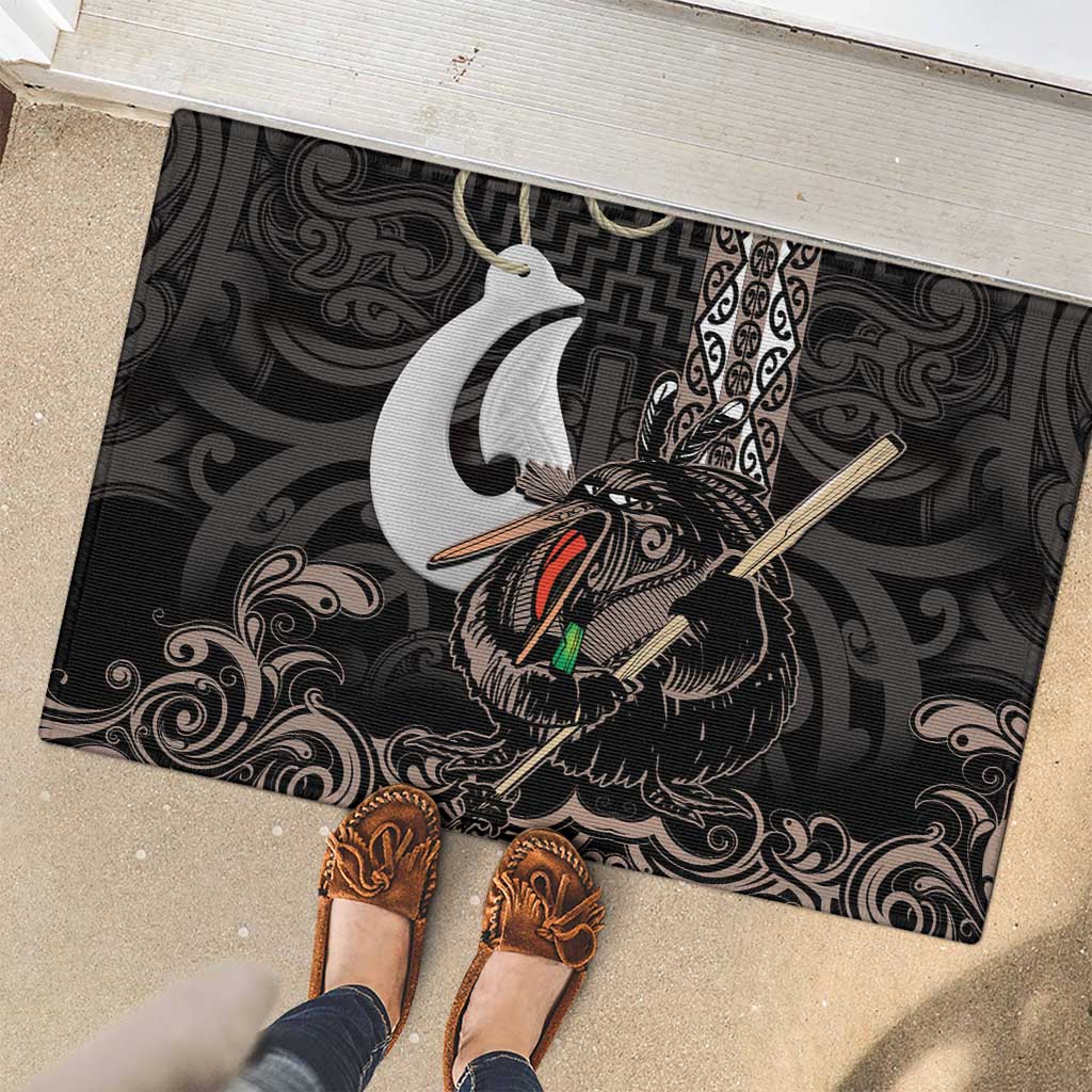 Aotearoa Hei Matau Rubber Doormat Haka Kiwi Mix Maori Mangopare LT14 - Polynesian Pride