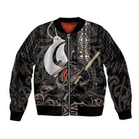Aotearoa Hei Matau Sleeve Zip Bomber Jacket Haka Kiwi Mix Maori Mangopare