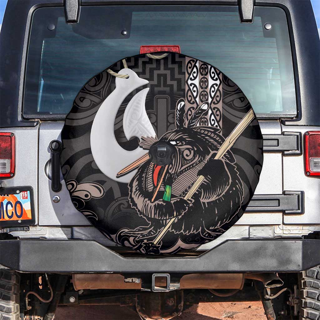 Aotearoa Hei Matau Spare Tire Cover Haka Kiwi Mix Maori Mangopare LT14 Black - Polynesian Pride