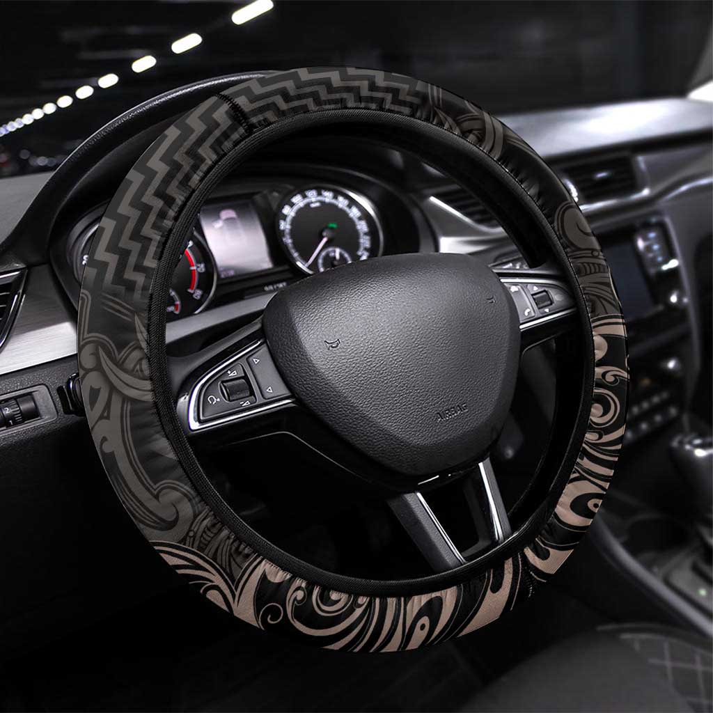 Aotearoa Hei Matau Steering Wheel Cover Haka Kiwi Mix Maori Mangopare LT14 Universal Fit Black - Polynesian Pride
