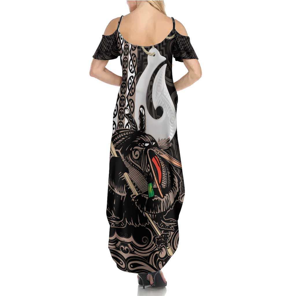 Aotearoa Hei Matau Summer Maxi Dress Haka Kiwi Mix Maori Mangopare LT14 - Polynesian Pride