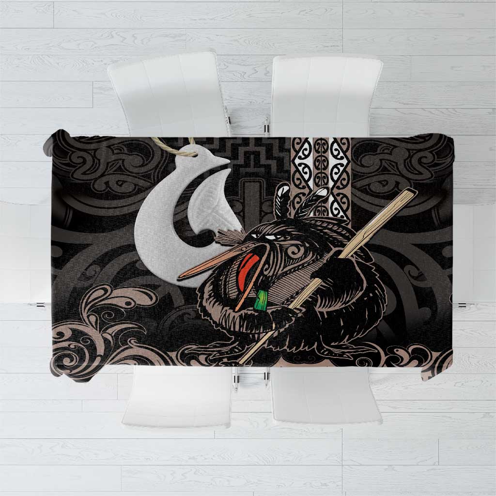 Aotearoa Hei Matau Tablecloth Haka Kiwi Mix Maori Mangopare LT14 Black - Polynesian Pride