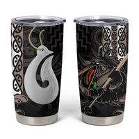 Aotearoa Hei Matau Tumbler Cup Haka Kiwi Mix Maori Mangopare LT14 Black - Polynesian Pride