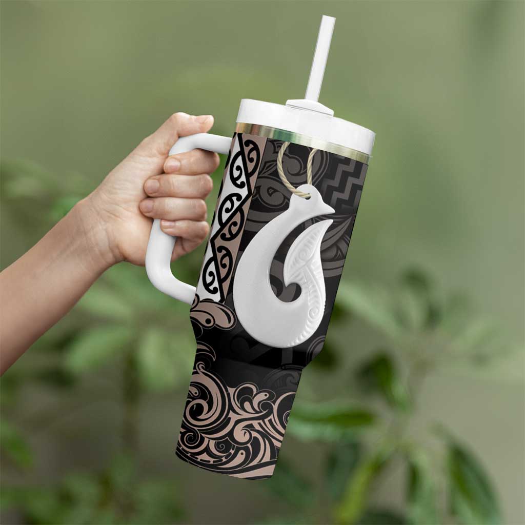 Aotearoa Hei Matau Tumbler With Handle Haka Kiwi Mix Maori Mangopare LT14 - Polynesian Pride