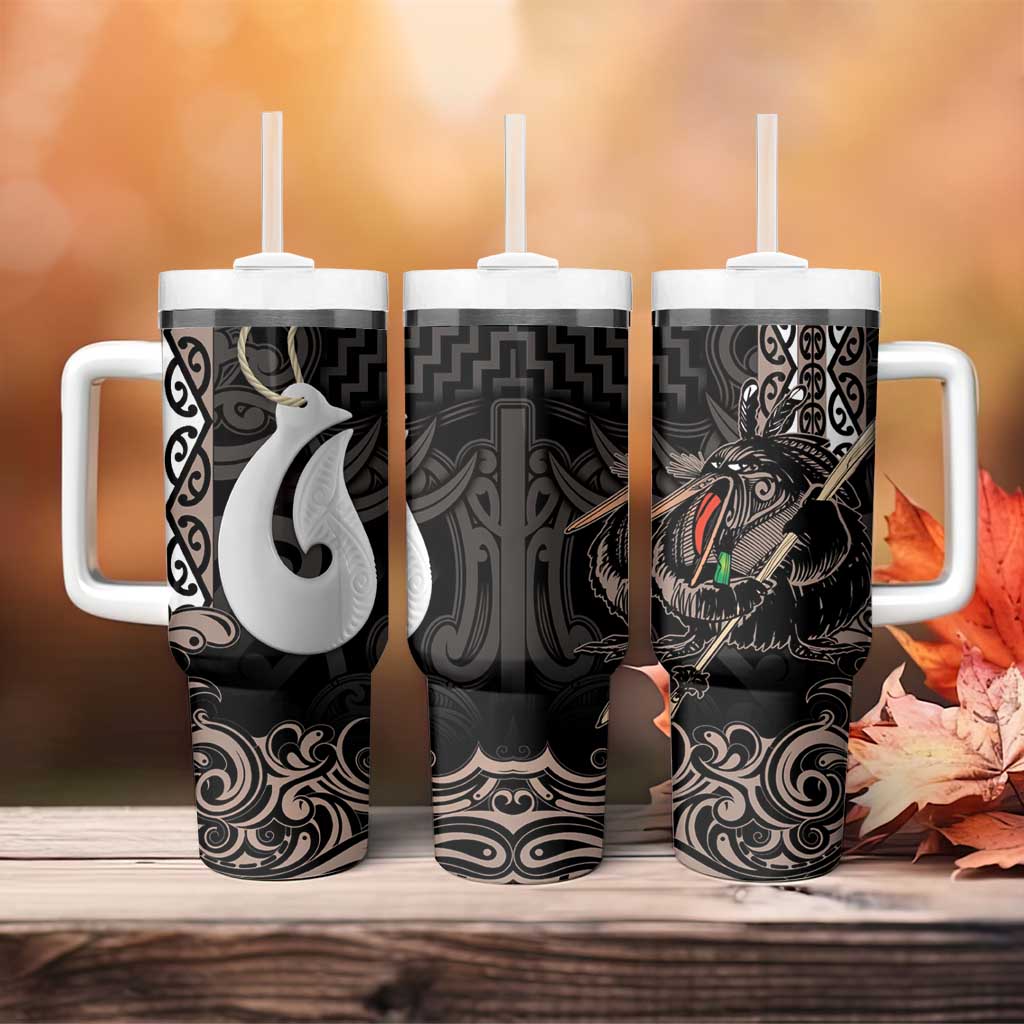 Aotearoa Hei Matau Tumbler With Handle Haka Kiwi Mix Maori Mangopare LT14 - Polynesian Pride